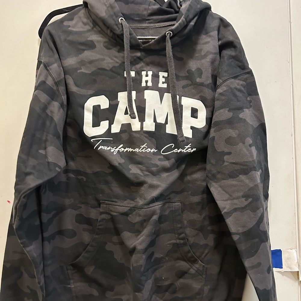 Camouflage Hoodie with White Print